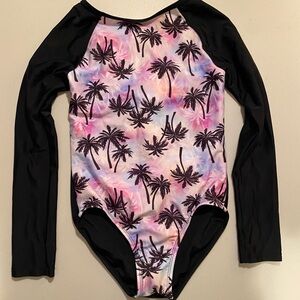 Kids Palm Tree Long Sleeve Swimsuit